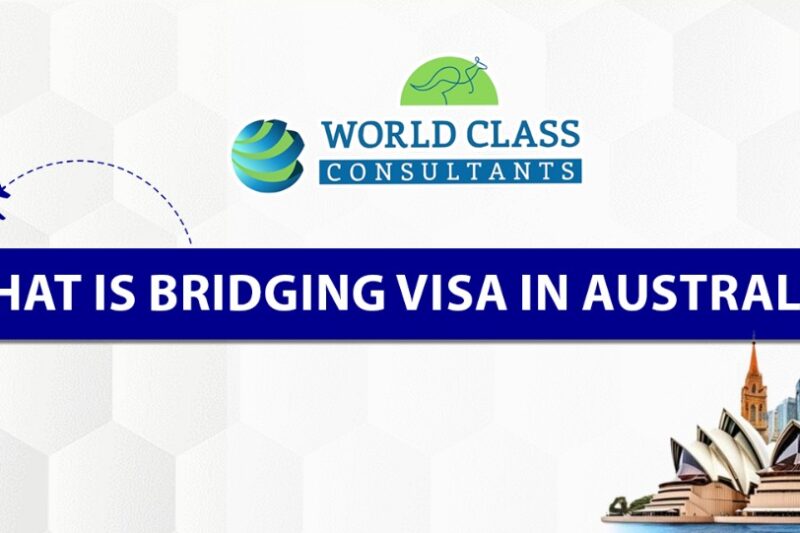 Illustration showing Bridging Visas as a bridge between old and new visas.
