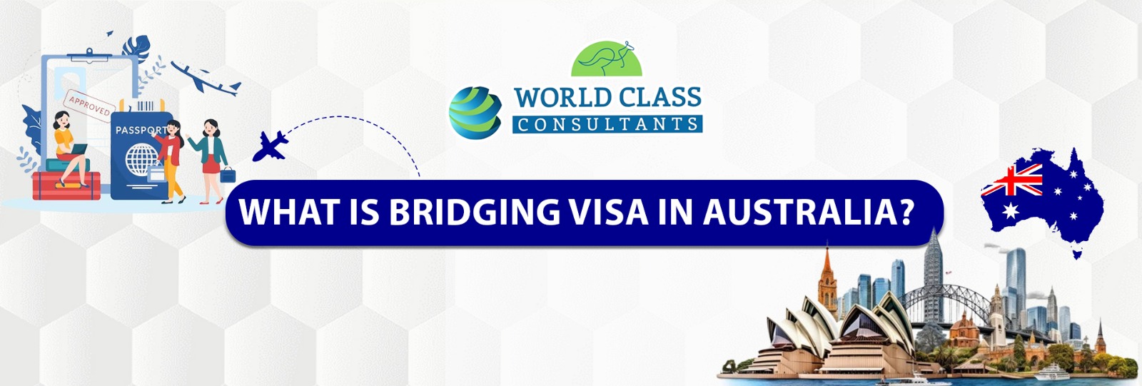 Illustration showing Bridging Visas as a bridge between old and new visas.
