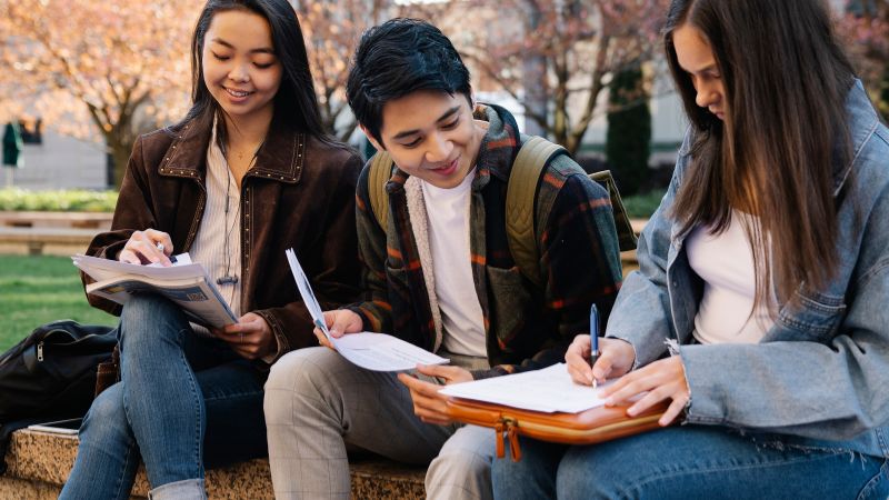 International students studying together in a university of Australia.
